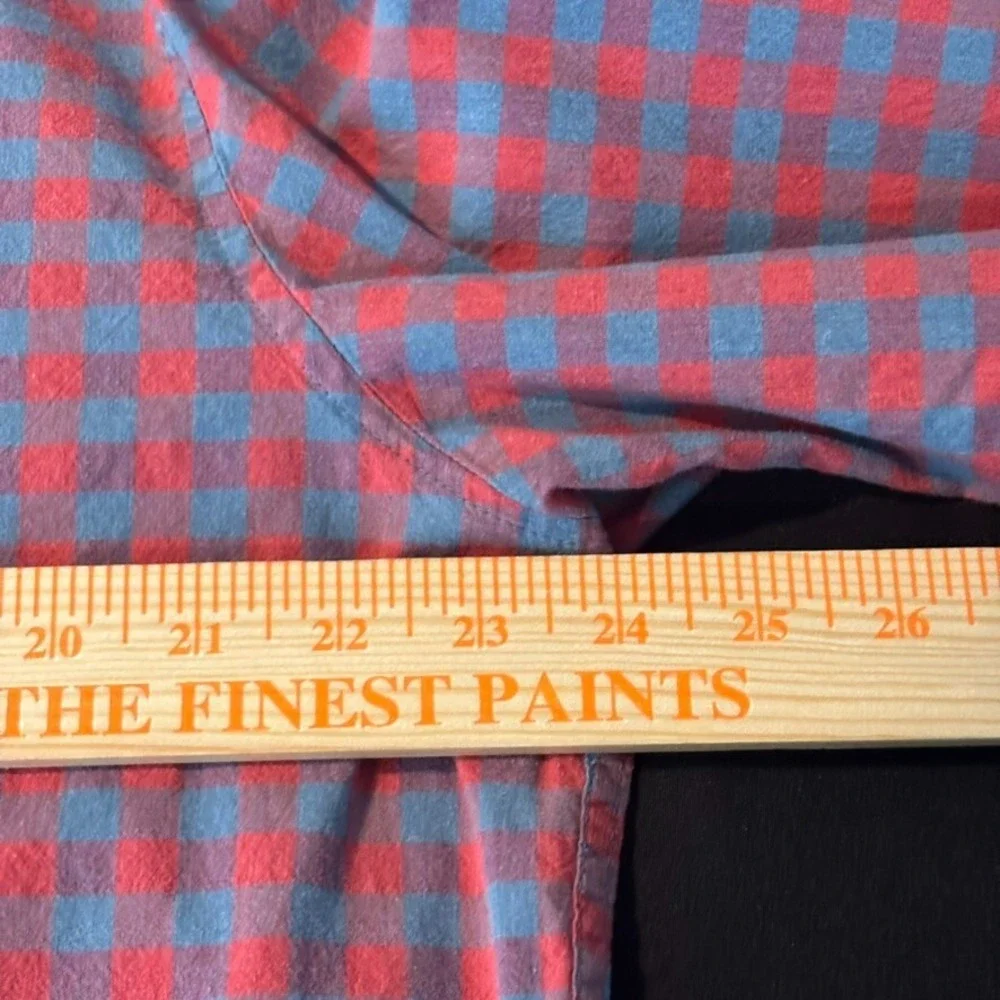 J.Crew Mens Red Checked Classic Stretch‎ Button Up Shirt Size XXL Organic Cotton